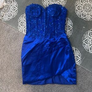Royal Blue Strapless Hoco Dress